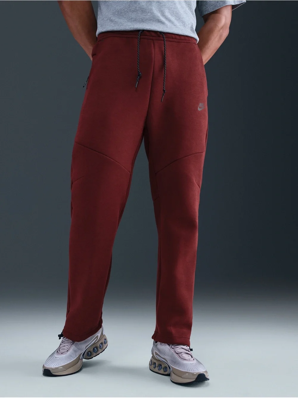 Nike Tech Open-Hem Fleece Pants Dark Team Red Black Men’s Medium NWT